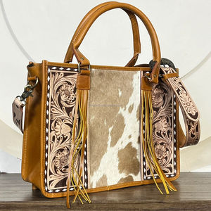 2026 Western Hand Tooled <b>Leather</b> Floral Tote Bag for Women's Genuine <b>Leather</b> Concealed Carry Crossbody <b>Purse</b> Cowhide Handbags - Product Image 4