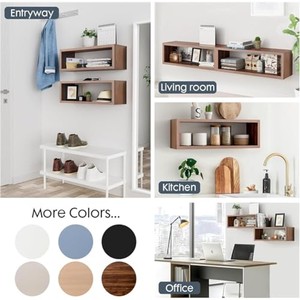Walnut Wood <b>Floating</b> Shelf Charcoal Black Wholesale | Modern <b>Wall</b> <b>Shelves</b> - Product Image 4
