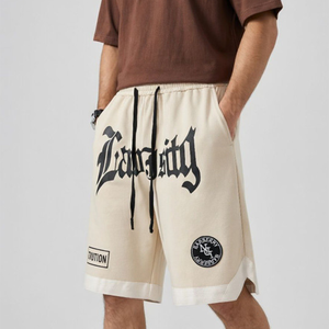 Shorts décontractés d'été pour hommes 100 % coton, taille mi-haute, fermeture à cordon, séchage rapide, respirant, couleur unie, design logo personnalisé, haute qualité - Product Image 3