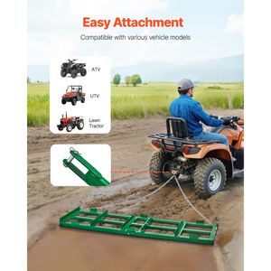 Erpice a barre pesanti da 6 piedi con barre regolabili, catena da 72 pollici, per uso agricolo, trainato da motore, livellatore, rastrello per paesaggistica - Product Image 4