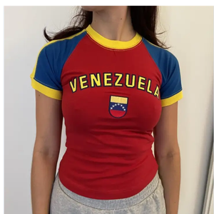 T-shirt décontracté pour femme de haute qualité, coupe ajustée, basique, à manches courtes, extensible dans quatre directions, crop top - Product Image 1