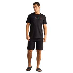 Trendy Men's Plus Size Casual Twin <b>Set</b>-Geometric Shapes Print Tee with Drawstring Shorts for Summer Outings Everyday Relaxation - Product Image 1