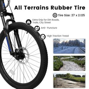 Bicicletta da Montagna Full Suspension da 27,5 Pollici con Doppi Ammortizzatori Anteriori e Posteriori, Freni a Disco Meccanici, 27 Velocità per Uomo - Product Image 3