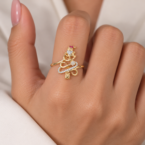 Bague en or massif 14 carats avec diamant de laboratoire, motif Père Noël et sapin de Noël, et breloque cadeau flocon de neige en strass et diamant, bijou de mode pour cadeau de fêtes - Product Image 5