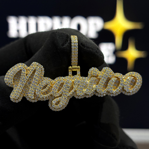 Collar con Colgante de Letra Gótica Personalizada, Estilo Hip Hop, Chapado en Rodio sobre Plata 925, con Moissanita, Unisex, para Regalo - Product Image 5