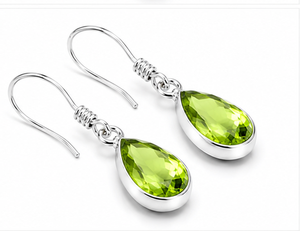 Peridot Teardrop Sterling Silver Drop <b>Earrings</b> | 925 Silver Pear Shape Dangle <b>Earrings</b> | August Birthstone Gemstone Jewelry - Product Image 3
