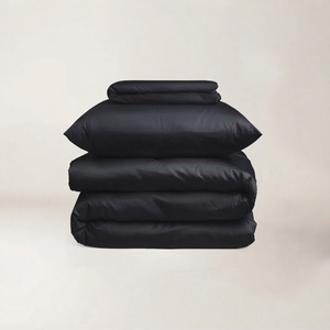 Black - Dyed <b>Satin</b> Bedding Set T-250 <b>Satin</b> 100% Cotton Solid Woven Breathable All-Season Simple Style Home Use - Product Image 4