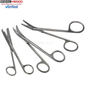 Juego de 3 Tijeras de Sutura Manuales de 4.5 Pulgadas, Rectas, Curvas, Anguladas, con Gancho Delicado en Forma de Media Luna, Instrumentos de Acero Inoxidable de Precisión, CE - Product Image 3