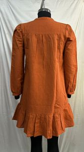 Hermoso Vestido Casual Minimalista con Mangas Ligeramente Abullonadas y Puños, Vestido Ajustado en Línea A, Vestido Mini de Lino Viscosa para Mujer - Product Image 4