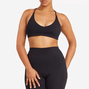 Sujetador deportivo con tiras y espalda descubierta para mujer, top corto con cuello redondo para yoga, fitness, gimnasio, ropa deportiva, sujetador con logo personalizado - Product Image 3