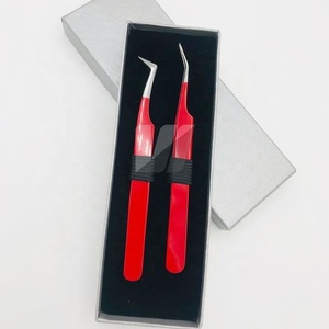 แหนบต่อขนตาแบบโค้งทำจากเหล็กทนทานพิมพ์รูปตัวแอลญี่ปุ่นใช้ติดโลโก้สีแดงพร้อมปลายแหลม - Product Image 2