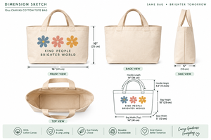 Sac fourre-tout en toile avec imprimé floral pour le shopping en toutes saisons, de la marque Kind People Brighter World - Product Image 2