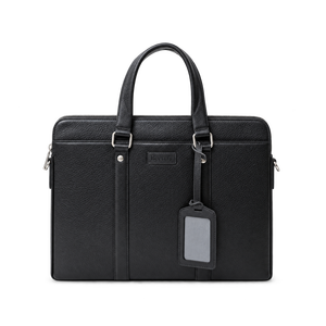 Sac à bandoulière pour ordinateur portable en cuir véritable noir, mallette rigide, style classique, sangle réglable, plusieurs poches pour le travail, les voyages et le quotidien - Product Image 1