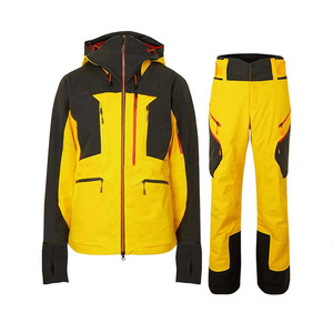 Conjunto de Chaqueta y Pantalones de Snowboard con Capucha en Bloques de Color Amarillo y Negro para Hombre, Conjunto de Dos Piezas para Esquí de Invierno, Impermeable, para Nieve al Aire Libre - Product Image 1