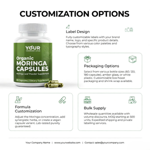 Cápsulas de Polvo de Hoja de Moringa Orgánica OEM, 90 Cápsulas, Suplemento Energético, Antioxidante y de Apoyo Inmunológico para Mujeres, Mejor Precio - Product Image 3