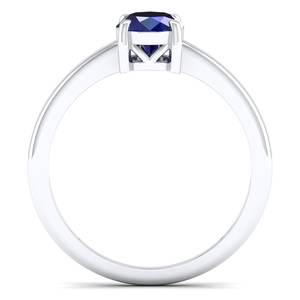 Anillos de compromiso REYES Solitaire de oro macizo de 14 quilates con moissanita para mujer, corte ovalado, 1.25 quilates, gema de zafiro azul, joyería fina - Product Image 4