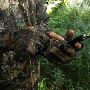 Guantes de Caza Impermeables para Hombre, Medios Dedos, Camuflaje, Poliéster, Cierre con Cordón, Guantes de Protección para Exteriores - Product Image 1