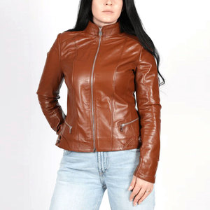 New Arrival Premium Design Women's Genuine Leather <b>Zipper</b> <b>Jacket</b> - Product Image 1
