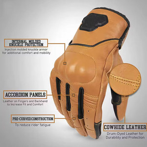 Leather Motorbike <b>Gloves</b> Full Finger Wrist Length Sporty Style Breathable Unlined For Cycling Spring And Autumn - Product Image 5