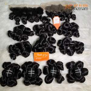 Super Double Drawn Bouncy Curls Vietnamese Raw Human Hair Bundles With Closure to Make Glueless Wigs for Black Women - Product Image 4