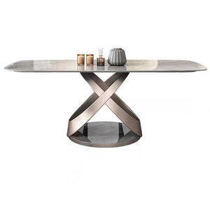 الفاخرة الايطالية عشاء طاولة طعام و 6 كراسي الحديثة الرخام حجر الطعام غرفة مجموعة منضدة - Product Image 1