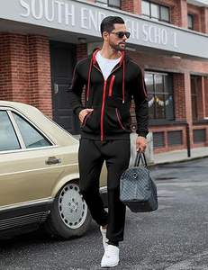 Conjunto deportivo de dos piezas para hombre, chaqueta con capucha y cremallera completa, y pantalones tipo jogger, estilo casual. - Product Image 4