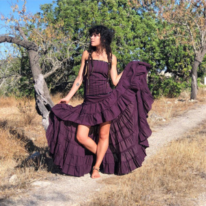Vestido Maxi Bohemio de Algodón con Diseño Asimétrico Estilo Flamenco para Mujer, Ideal para Festivales, Playa y Fiestas de Verano 2026 - Product Image 2