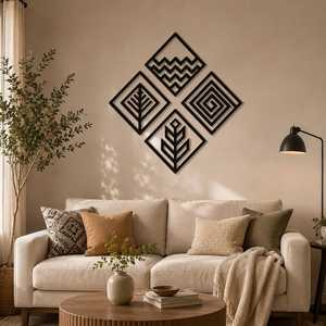 Panneau mural en bois géométrique moderne, décoration murale en bois artisanale pour salon, chambre et décoration intérieure - Product Image 5