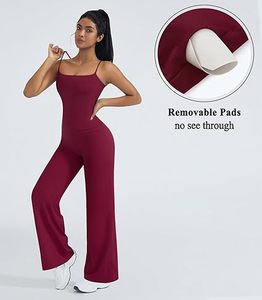 Workout Sets for Women <b>Padded</b> Tank Tops Matching Straight Leg Yoga Outfits Spandex/Nylon Anti-Bacterial - Product Image 3