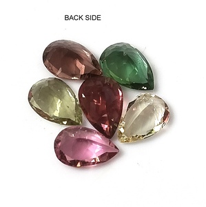 Ensemble de 6 pierres précieuses de tourmaline naturelle du Zambie calibrées, multicolores pastel, taille poire, 6x9 mm, 7,30 carats au total - Product Image 6