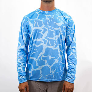 Chemise de pêche pour homme à col rond, en spandex/polyester, avec logo personnalisé, protection UPF 50, séchage rapide, imperméable, service OEM, best-seller - Product Image 1