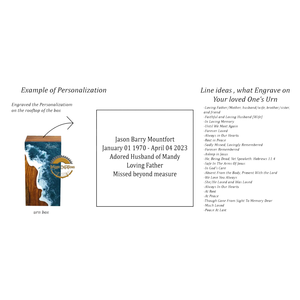 Ocean Inspired Resin & Natural Wood Cremation Urn Handmade Blue Wave Funeral Ashes <b>Box</b> by AYAANS - Product Image 4