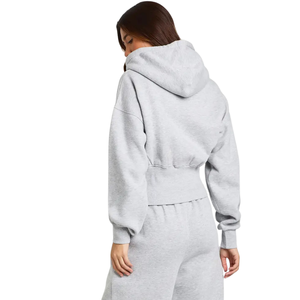 Women Cropped Zip Hoodie Tracksuit <b>Set</b> Drawstring Hood Wide Leg Trousers Elastic Waist Casual <b>Two</b> <b>Piece</b> <b>Lounge</b> Outfit Wholesales - Product Image 4