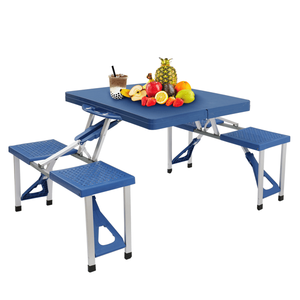 Siamese <b>Folding</b> <b>Tables</b> and Chairs Durable <b>Plastic</b> PS Thickening for Camping Furniture - Product Image 1