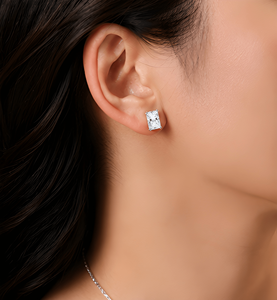 Lab Grown Diamond Radiant Cut Stud <b>Earrings</b> | Solitaire Diamond <b>Earrings</b> for Women | <b>Fine</b> Jewelry - Product Image 2