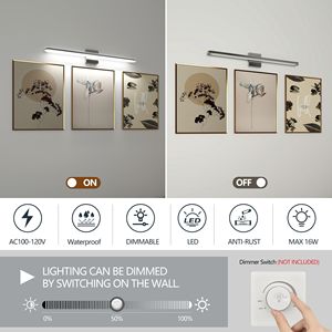 Modern 32\" LED <b>Vanity</b> <b>Lights</b> 16W Daylight White Chrome Bathroom <b>Light</b> Fixtures <b>Mirror</b> <b>Vanity</b> Lighting - Product Image 5