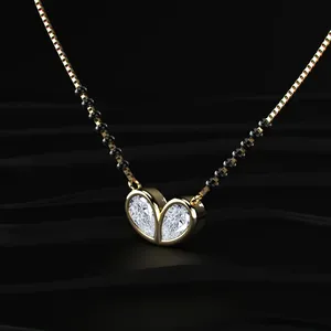 Pendentif en or avec deux diamants CVD de laboratoire en forme de poire, couleur D-E, certifié IGI, clarté VVS-VS, pour fiançailles et mariage - Product Image 3