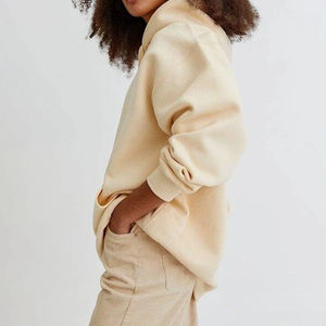 Vente flash : sweat à capuche oversize en coton 100% pour femme, manches longues, fitness, décontracté, impression de logo personnalisée - Product Image 4