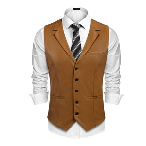 Gilets Western polyvalents au style classique, design léger et poches avant pratiques, en cuir. - Product Image 1