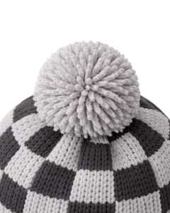 Gorro de Punto a Cuadros Gris y Blanco Personalizado, Gorro de Invierno Cálido con Pompón, Gorro de Punto Grueso Unisex, Gorro con Logo Personalizado, Proveedor OEM - Product Image 5
