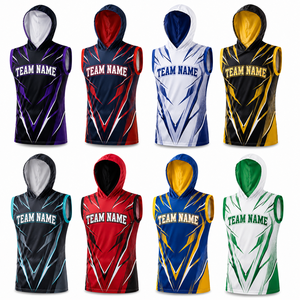 Custom Sleeveless Football Warm Up Hoodie Game Day Training Hooded Jersey Sublimated Team Wear OEM Manufacturer - Product Image 2