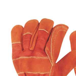 Gants de travail en cuir de vachette orange avec double renfort, pouce volanté, anti-coupure, pour soudure et usage industriel hivernal - Product Image 4