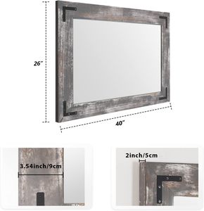 Rustic Wooden Framed Wall <b>Mirror</b> for Bathroom Farmhouse Wall Decor - Product Image 5
