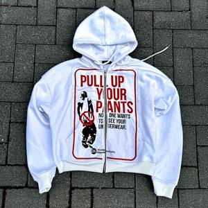 Sudadera con Capucha de Gran Tamaño, Personalizada de Fábrica, de Alta Calidad, con Estampado de Patchwork, Hombros Caídos, Cierre de Cremallera, Moderna y Esencial para Hombre - Product Image 1