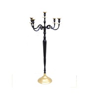 Candelabro de Metal Geométrico Dorado de Lujo con Pantalla de Cristal Resistente al Calor, Elegante Decoración para Mesa de Comedor o Bodas