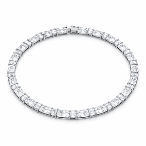 Pulsera de tenis de plata 925 con diamantes talla princesa para mujer, joyería de lujo clásica y romántica para bodas y fiestas, de alto brillo - Product Image 1