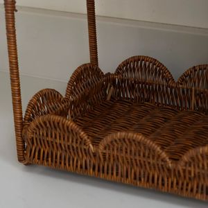 Ensemble de paniers de rangement à 2 niveaux en rotin tressé fait main avec couvercle, organisateur de rangement moderne pour la maison, vente en gros Chine - Product Image 3