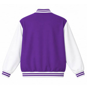 เสื้อแจ็คเก็ตนักกีฬามหาวิทยาลัย NCVW สีม่วงและสีขาว ปักลายตัวอักษรกรีก สไตล์เบสบอล สำหรับผู้หญิง - Product Image 2