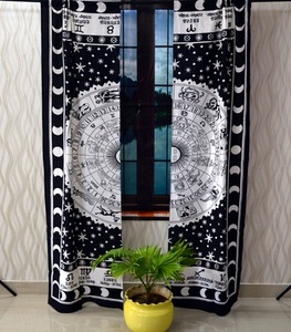 Petit rideau en coton avec signes du zodiaque, rideau de porte ou de fenêtre, draperie, cantonnière, décoration intérieure, fait main par des artisans indiens - Product Image 5