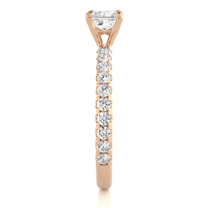 Bague de fiançailles solitaire en or jaune 14 carats avec diamants d'accompagnement, certifiée IGI, taille princesse, 1,01 carat, diamant de laboratoire - Product Image 5